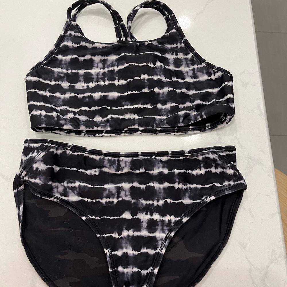 Athleta Black and White Kids Swim Bikini
